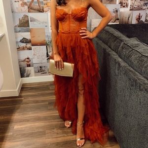For Love & Lemons X REVOLVE Bustier Gown in Rust